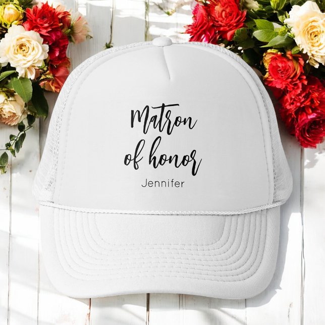 Matron of Honour Black White Wedding Trucker Hat (Creator Uploaded)