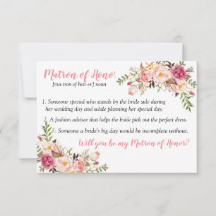 Matron of Honour definition card