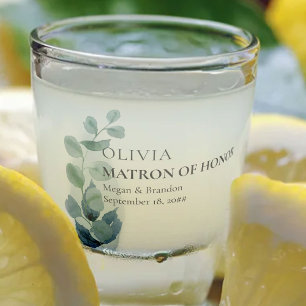 Matron of Honour Eucalyptus Greenery Wedding Custo Shot Glass