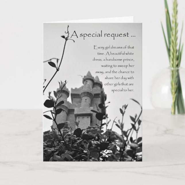 Matron of Honour Fairy Tale Castle Request Card (Front)
