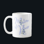 Matron of Honour Floral Letter Dusty Blue Custom Coffee Mug<br><div class="desc">Personalised Matron of Honour mug with floral letter design. The hand lettering has a dusty blue colour theme and is decorated with watercolor flowers. The design is ready for you to customise with the bride and groom's name as well as the wedding date. A lovely keepsake and perfect for favours...</div>