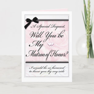 Matron of Honour Formal Bridal Party Roses Hearts Card