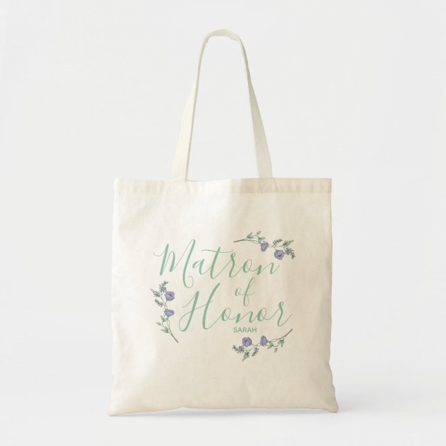 Matron of Honour, Lavender & Sage Floral Tote (Front)