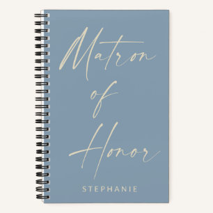 Matron of Honour Minimalist Dusty Blue Personalise Notebook