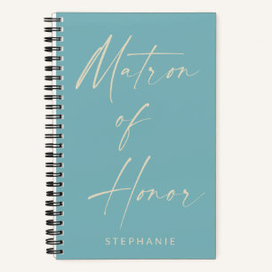 Matron of Honour Minimalist Teal Personalised Notebook
