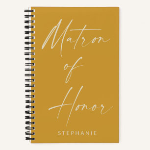Matron of Honour Minimalist Yellow Personalised  N Notebook