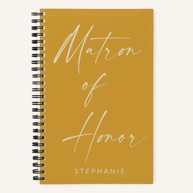 Matron of Honour Minimalist Yellow Personalised  N Notebook (Front)