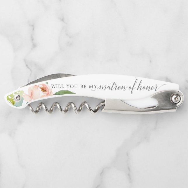 Matron of Honour Proposal Cork Screw - Airy Blush Corkscrew (Back)
