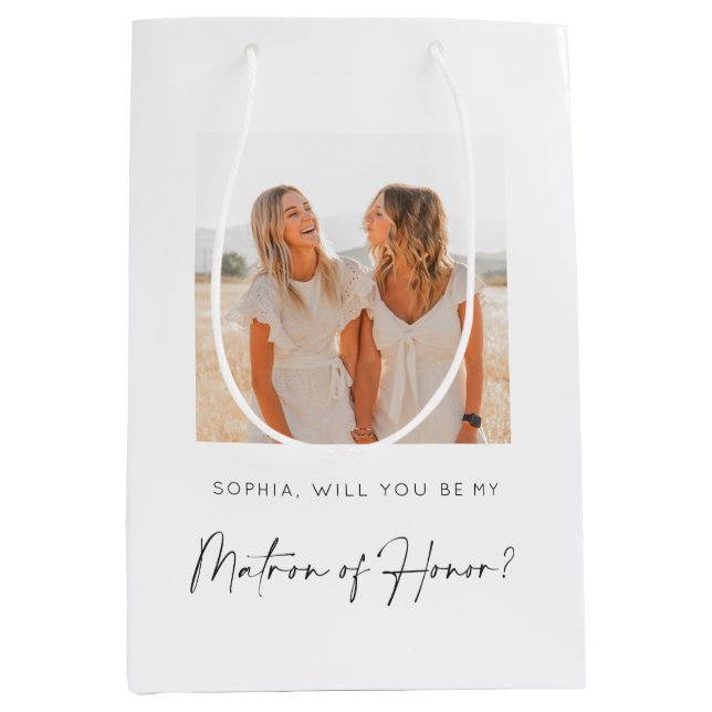 Matron of Honour Proposal Gift Bag with Photo (Front)