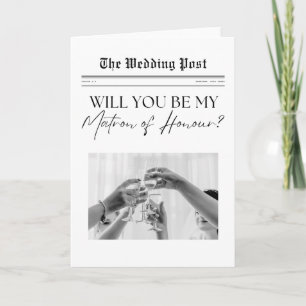 Matron of Honour Proposal, UK Custom Newspaper Card