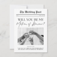 Matron of Honour Proposal, UK Custom Newspaper
