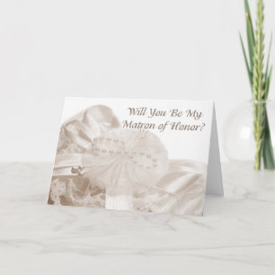Matron of Honour Request Sepia Lace Invitation
