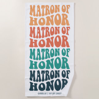 Matron of Honour Retro Pastel Gradient Beach Towel