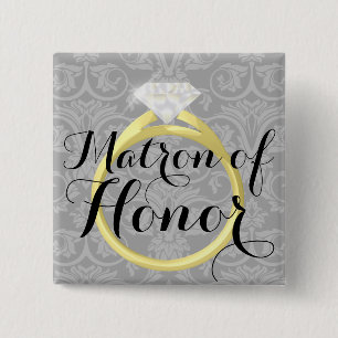 Matron of Honour Ring Bridal Wedding Party Button