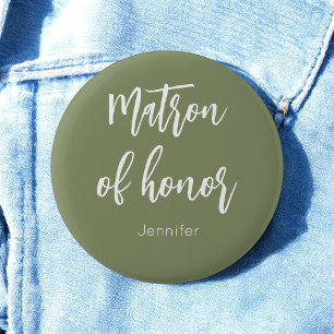 Matron of Honour Sage Green Wedding Button