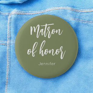 Matron of Honour Sage Green Wedding Button