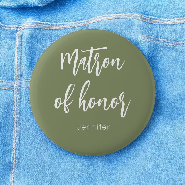 Matron of Honour Sage Green Wedding Button (Creator Uploaded)