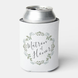Matron of Honour Sage Greenery Wreath Wedding Can Cooler
