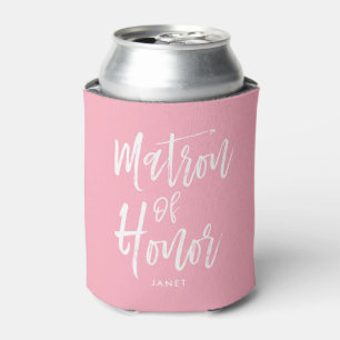 Matron of Honour Script Style Custom Pink Can Cooler