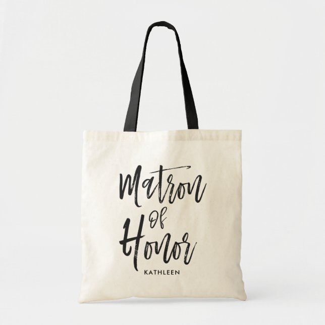 Matron of Honour | Script Style Custom Wedding Tote Bag (Front)