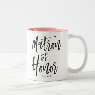 Matron of Honour   Script Style Custom Wedding Two-Tone Coffee Mug