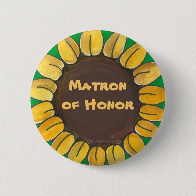 Matron of Honour Sunflower Button (Front)