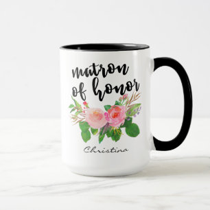 Matron of honour Watercolor Floral Personalised Mug