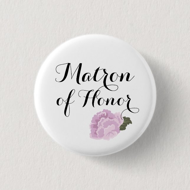 Matron of Honour Wedding Pinback Buttons Badges (Front)