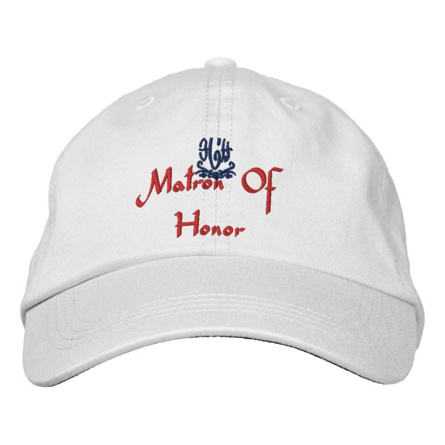 Matron Of Honour Wedding White Embroidered Hat (Front)
