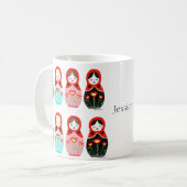 Matryoshka cute Russian Nesting Dolls Custom Name Coffee Mug (Front Left)
