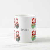 Matryoshka cute Russian Nesting Dolls Custom Name Coffee Mug (Center)