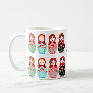 Matryoshka cute Russian Nesting Dolls Custom Name Coffee Mug