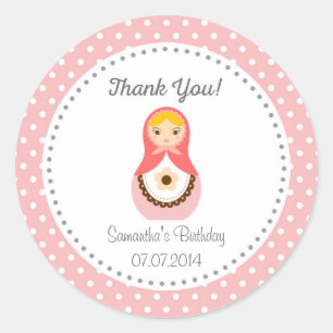 Matryoshka Doll Birthday Thank You Sticker