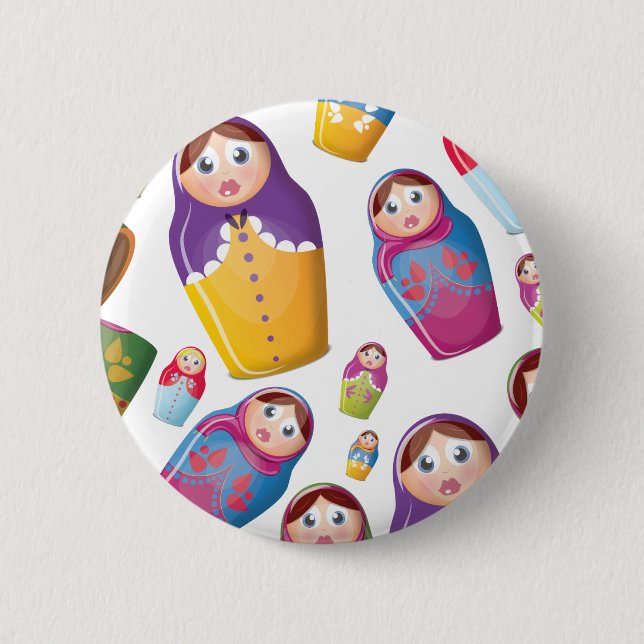 Matryoshka doll - Russian Nested Dolls Pattern 6 Cm Round Badge (Front)