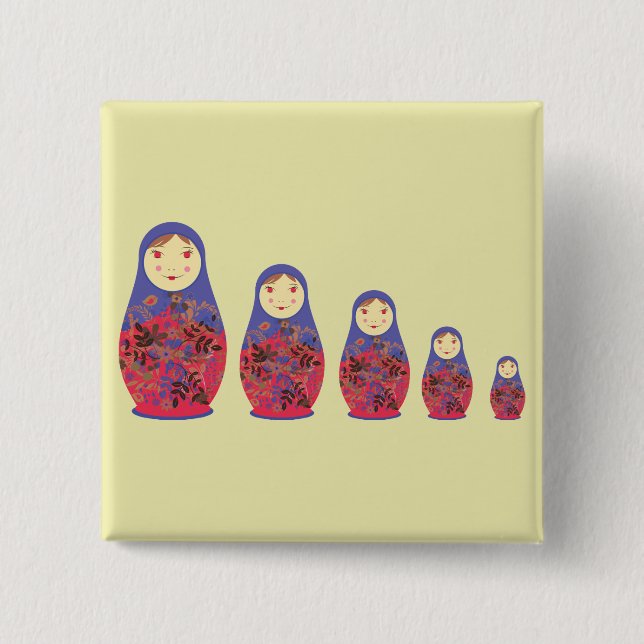 Matryoshka Doll ~ Russian Nesting / Babushka 15 Cm Square Badge (Front)