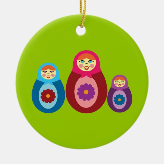 Matryoshka Dolls Ceramic Tree Decoration (Front)