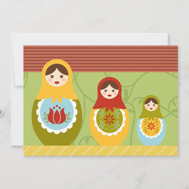 Matryoshka Dolls Customised Birthday Invitation (Front)