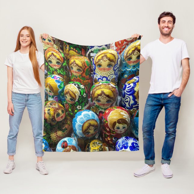 Matryoshka Dolls Souvenir Kiosk Travel Photo Fleece Blanket (In Situ)