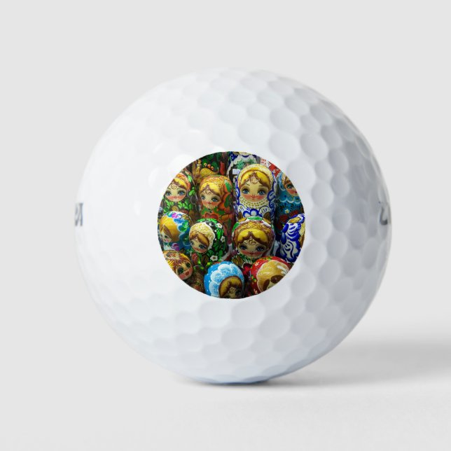 Matryoshka Dolls Souvenir Kiosk Travel Photo Golf Balls (Front)