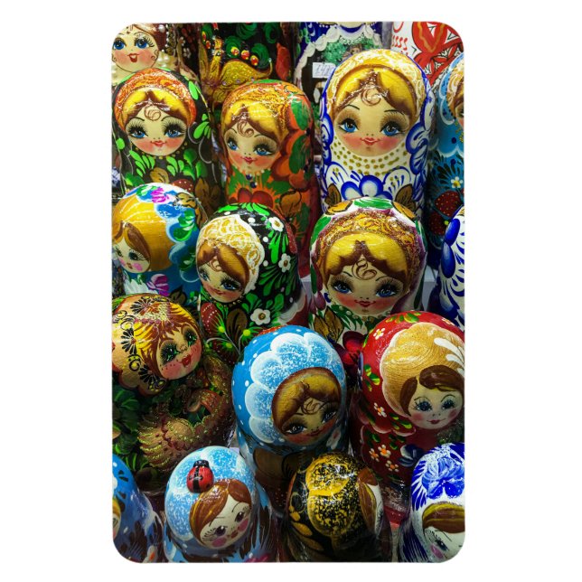 Matryoshka Dolls Souvenir Kiosk Travel Photo Magnet (Vertical)
