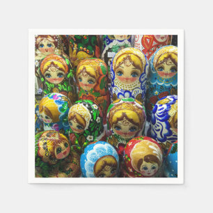 Matryoshka Dolls Souvenir Kiosk Travel Photo Napkin