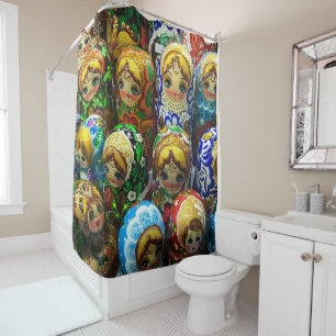 Matryoshka Dolls Souvenir Kiosk Travel Photo Shower Curtain