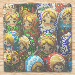 Matryoshka Dolls Souvenir Kiosk Travel Photo Stone Coaster