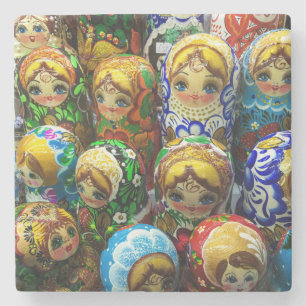 Matryoshka Dolls Souvenir Kiosk Travel Photo Stone Coaster