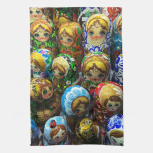 Matryoshka Dolls Souvenir Kiosk Travel Photo Tea Towel