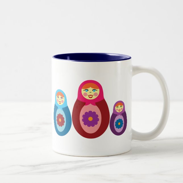 Matryoshka Dolls Two-Tone Coffee Mug (Right)