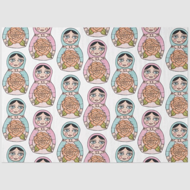 Matryoshka Nesting Doll Babushka Toy Soft Wrap Tissue Paper (Front)