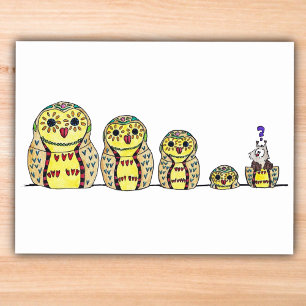 MATRYOSHKA OWL postcard by Nicole Janes