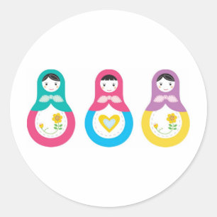Matryoshka Russian Dolls Classic Round Sticker