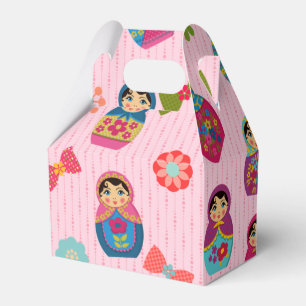 Matryoshka Russian Dolls Pink Background Favour Box